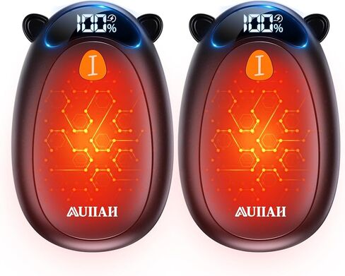 تدفئة اليد قابلة لإعادة الشحن مع شاشة LED مغناطيسية، 4 مستويات للحرارة، هدايا تدفئة اليد الكهربائية المحمولة لعيد الميلاد، الرجال، النساء، رينود، كرة القدم، التخييم، الصيد، الجولف in Kuwait