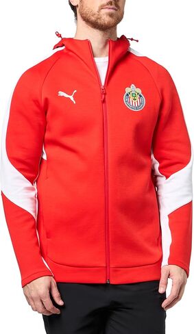 PUMA Men's Standard Chivas Evostripe Hooded Jacket, Red-White AH25 in Saudi Arabia