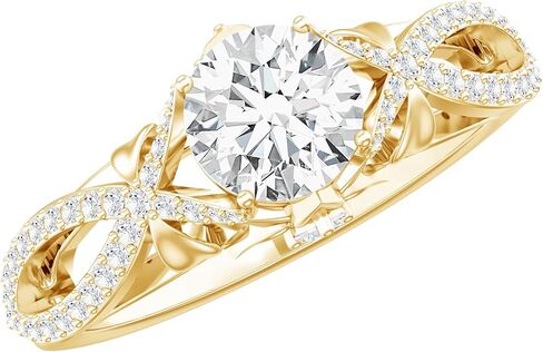 Certified 6 mm Lab Grown Diamond Crossover Engagement Ring, Ef-Vs Quality, Diamond Designer Ring - Gift For Women in Saudi Arabia