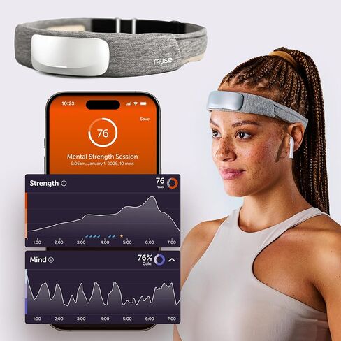 Muse S Athena: The Brain Sensing Headband - Neurofeedback Devices for Meditation Tracking & Monitoring - Multi Sensor Biofeedback Devices with Sound Feedback Guidance - Carbon (Dark Grey) in Kuwait