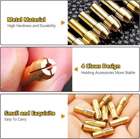 10Pcs Brass Three Jaw Drill Chucks Set for Rotary Tool – 0.5-3.2mm Collet Kit in Saudi Arabia