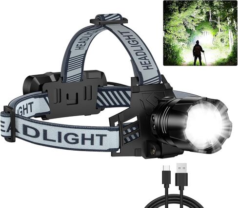 2Pack Headlamp Rechargeable, 99000 LM Super Bright LED Head Lamp with Motion Sensor & 3 Modes, 90° Adjustable Head Lights for Forehead, 20+Hrs Runtime & IPX6 Waterproof HeadLamps for Camping Running in Saudi Arabia