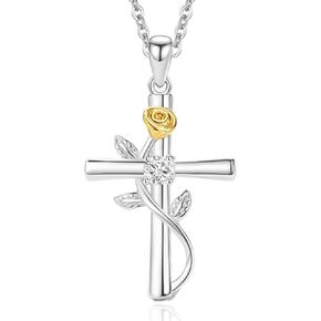 Cross Necklaces for Women, 925 Sterling Silver Angel Wings Pendant Necklace with 5A CZ, 18–20'' Adjustable Chain with 4'' Extender,14K White/Yellow Gold Plated Infinity Cross Necklace, Birthday Jewelry Gifts for Faith, Easter in Saudi Arabia