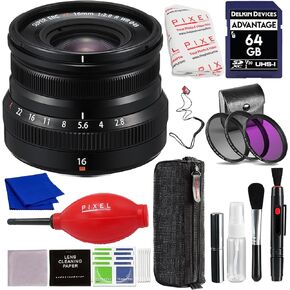 Fujifilm XF 16mm f/2.8 R WR Lens (Black) with Advance Accessories and Travel Bundle | Fuji XF 16mm in Kuwait