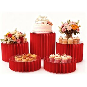 5 Pcs Buffet Risers Food Display Risers for Party Buffet Table, Dessert Table Display Set Cake and Cupcake Stand Combo, Riser Display Stand for Dessert Food Jewelry, White, 4"/8"/12" H in Saudi Arabia