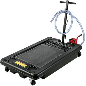 VEVOR Low Profile Oil Drain Pan, 17 Gallon Capacity, Rolling Oil Drain Pan with Electric Pump, 7.2 ft Hose & T Folding Handle, Leak-proof & Corrosion-resistant, Fit for Cars, SUVs, Trucks, ATVs, Black in Kuwait