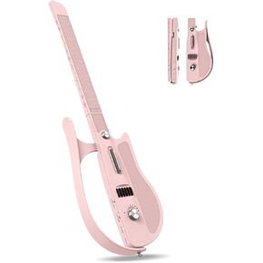 جيتار كهربائي ذكي بدون أوتار، آلة طبول مدمجة قابلة للطي والمحمولة وجيتار دعم للسفر لفرقة رجل واحد، مولد وتر، أوراق وتر تفاعلية للتطبيق، سهل اللعب (أسود اليشم) in Kuwait