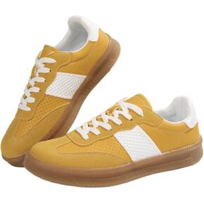 Women’s Retro Sneakers – Mustard Yellow Gum Sole Trainers, Vintage German Army Inspired Fashion Shoes, Colorful Casual Streetwear (Sizes 5.5–10) in Saudi Arabia