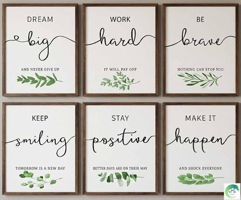 Lanchi95 6 PCS Decor Inspirational Wall Art Office Decord ، تأكيدات إيجابية المطبوعات التحفيزية للفن للمكتب وغرفة النوم وغرفة المعيشة والفصول الدراسية 8x10 في (شعار غير مؤلف) in Saudi Arabia