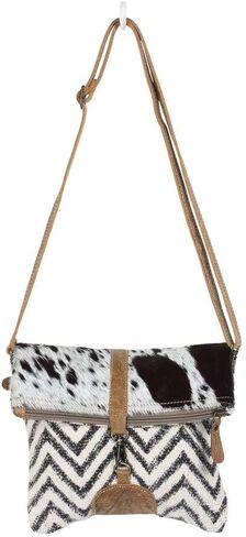 Myra Bag Rug & Patches Upcycled Canvas & Cowhide Shoulder Bag S-1370 in Saudi Arabia