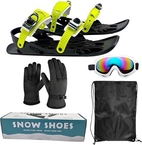 مجموعة زلاجات التزلج القصيرة Snow Pro Mini - زلاجات قابلة للتعديل وقفازات ونظارات واقية للرياضات الشتوية in Kuwait