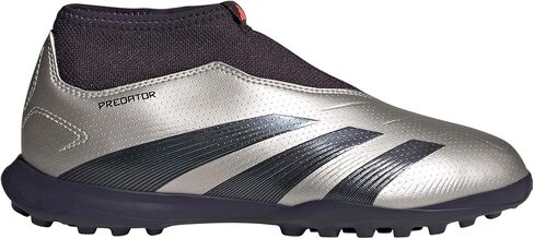 adidas Predator League Laceless Turf J (Little Big Kid) Sneaker, Platin Metallic/Aurora Black/Turbo, 5 US Unisex in Saudi Arabia