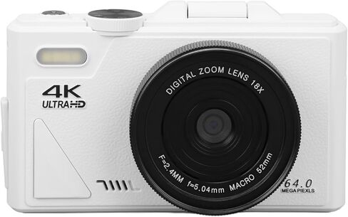 كاميرا رقمية بدقة 4K للتصوير الفوتوغرافي، وكاميرا تسجيل فيديو بتركيز تلقائي بدقة 64 ميجابكسل، وكاميرا صغيرة الحجم صغيرة الحجم مضادة للاهتزاز وتقريب رقمي 18x مع شاشة قلاب مقاس 3 بوصات، للمراهقين والمبتدئين والبالغين in Kuwait
