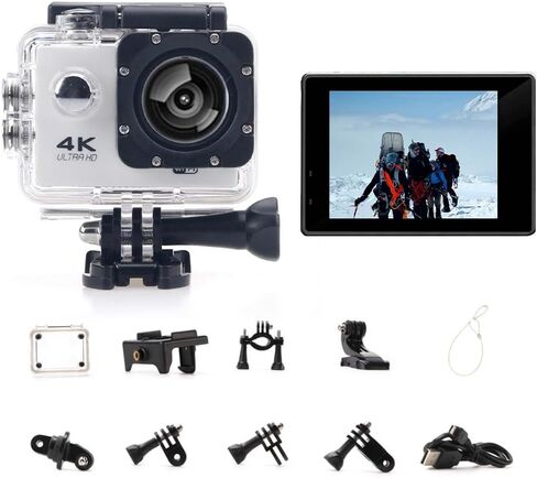 Action Camera for Yamaha XSR125 2021-2022, with 4K Recording Support, EIS Sports Helmet Motorcycle Camera, Loop Recording, Time-Lapse, Playback,C White in Kuwait