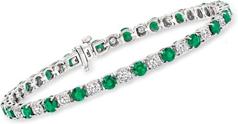Ross-Simons 4.10 ct. t.w. Emerald and 1.00 ct. t.w. Diamond Tennis Bracelet in Sterling Silver in Saudi Arabia