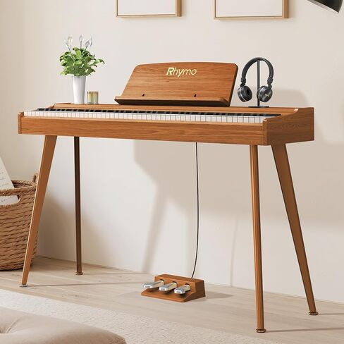 Rhymo 88 Keys Weighted Keyboard Piano, Full Size Hammer Action Digital Piano with Speakers, Wooden Upright Digital Piano, Electronic Piano Keyboard with Furniture Stand Suitable for Beginners in Saudi Arabia