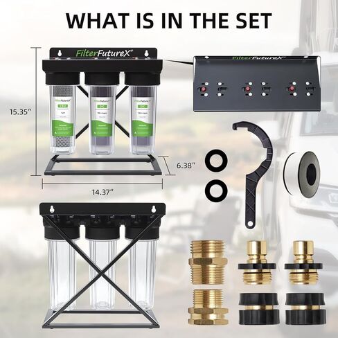 3 Stage Deionized Water car Wash System Spot Free Car Rinse Spotless car Washing Coconut Carbon Block Filter+2 DI Filters for Car/RV/Motorcycle/Window Washing No Spots 3/4" Inlet/Outlet in Saudi Arabia