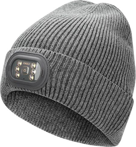 Unisex LED Beanie with Light, USB Rechargeable Headlamp Hat, Winter Gifts for Men Women Husband Him Black in Saudi Arabia