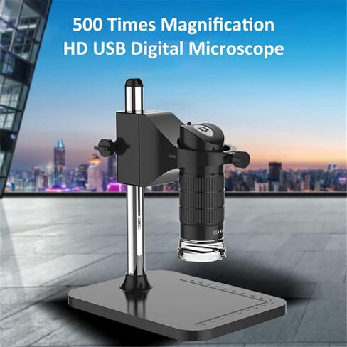 مجهر رقمي USB احترافي محمول 500X 2MP منظار إلكتروني قابل للتعديل 8 كاميرا مكبرة LED مع حامل in Kuwait