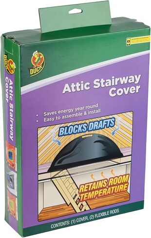 Duck Brand Stairway Attic Cover, Energy Saving Attic Insulation Cover Fits Openings up to 25.5 Inches by 54 Inches for Year-Round Weatherization, Black, 286209 in Saudi Arabia
