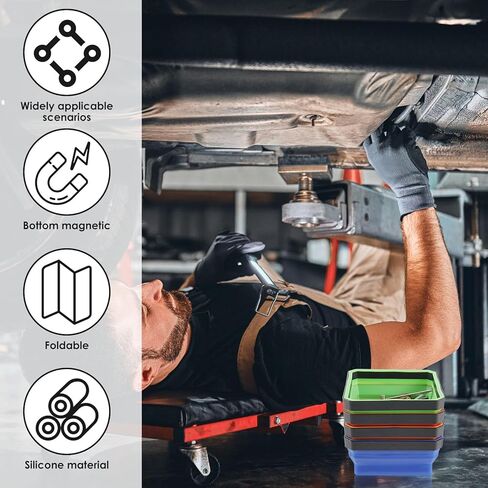 12pcs الأجزاء المغناطيسية القابلة للطي قابلة للطي مجموعة أدوات مغناطيسية قابلة للطي قابلة للطي صينية متعددة اللون مخزنة مغناطيسية من منظم صينية مربعة in Kuwait