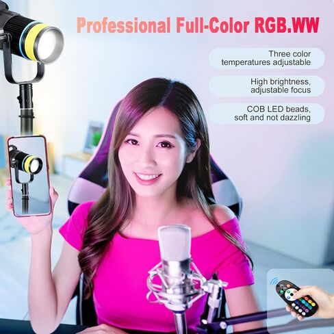 Ciciglow Color COB LED Video Light، 5500lux 2700K-6500K إضاءة مستمرة للإخراج الفوتوغرافي تملأ الضوء مع التحكم وعاكس الضوء للاستوديو Photograpny، وتسجيل الفيديو (قابس الولايات المتحدة) in Kuwait