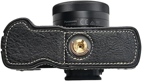 G100K Case, PU Leather Camera Bag Bottom Opening Half Body Case Cover Shell for Panasonic Lumix DC-G100K with Neck Strap (Black) in Saudi Arabia