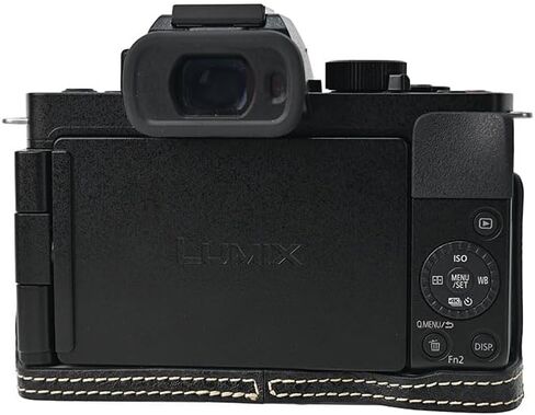 G100K Case, PU Leather Camera Bag Bottom Opening Half Body Case Cover Shell for Panasonic Lumix DC-G100K with Neck Strap (Black) in Saudi Arabia