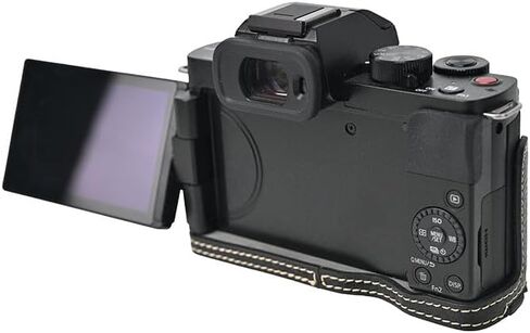 G100K Case, PU Leather Camera Bag Bottom Opening Half Body Case Cover Shell for Panasonic Lumix DC-G100K with Neck Strap (Black) in Saudi Arabia