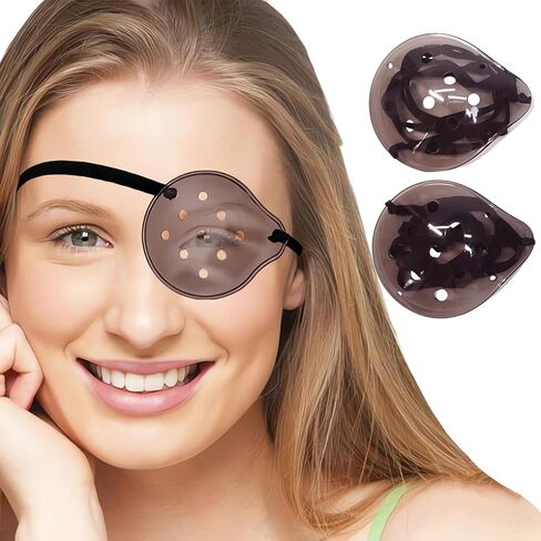 AMZVIO 2pcs Eye Shield After Cataract Surgery Dark Clear Plastic Shield with Brown Elastic Strap,Cataract Eye Protection Patch for Sleeping After Surgery,Reduce The Sensitivity of The Eyes to Light in Kuwait