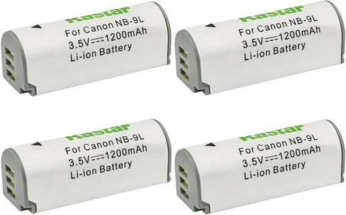بطارية Kastar NB-9L 4 عبوات 3.5 فولت 1200 مللي أمبير بديلة لكاميرا Canon PowerShot N، PowerShot N2، Powershot ELPH 510 HS، Powershot ELPH 520 HS، Powershot ELPH 530 HS، Powershot SD4500 هي الكاميرا in Kuwait