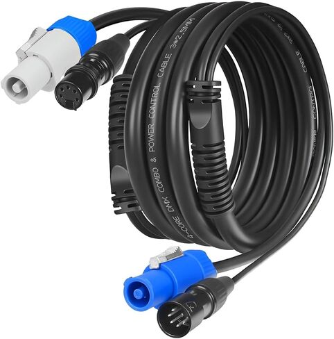SMALL-EYE 5 Pin DMX Combo Cable 10 ft - 4-Core DMX وكابل وصلة التحكم في الطاقة، 5-Pin DMX ذكر إلى أنثى + قابس طاقة لإضاءة المسرح (10 بوصات) in Kuwait