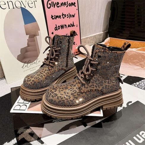 Women's Thick-Soled Leopard Print Round-Toe Platform Shoes with Anti-Slip Rubber Sole. Comfortable and Versatile. Suitable for Outdoor and Daily use. Seasonal Style. in Saudi Arabia
