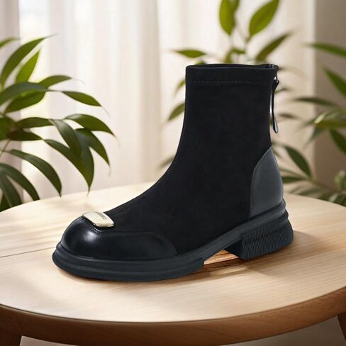 Women's fashionable thick-soled chunky boots - with a soft and seamless upper and an elegant, exquisite and anti-slip sole. in Saudi Arabia
