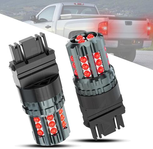 Red 7443 LED Brake Tail Lights Compatible with Toyota Tacoma 2016 2017 2018 2019 2020 2021, T20 7444 7440 Replacement Bulbs, 300% Brightness, Built In Resistor CANBUS Error Free, Plug and Play, 2PCS in Kuwait