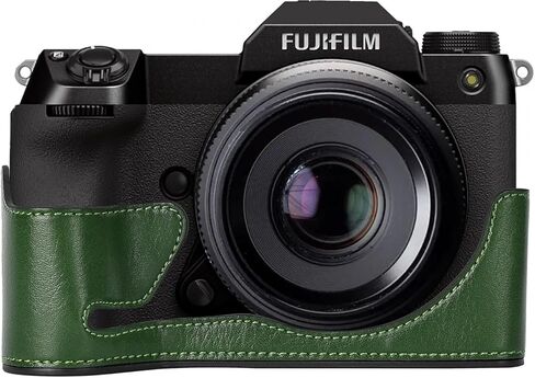 حافظة GFX100S، حقيبة كاميرا من جلد البولي يوريثان بفتحة سفلية وغطاء نصف هيكل لهاتف Fujifilm GFX100S مع صندوق تخزين لحزام الرقبة (بني) in Kuwait