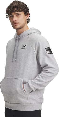 سترة بغطاء رأس بعلم الحرية للرجال من Under Armour، (011) رمادي فاتح منقط / / أسود، 3X-Large in Kuwait