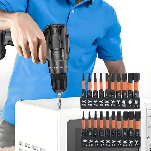 Hex Head Allen Wrench Drill Bit Set 20pcs (Metric&SAE), 1/4" Hex-Shank S2 Steel Hex Bits Set, CNC Machined Tips with Magnetism, 2" Long with Storage Box in Saudi Arabia