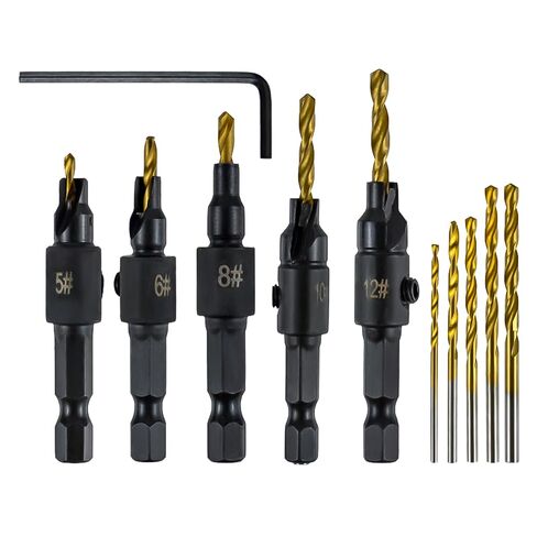 11PCS Countersink Drill Bit Set, Counter Sink Drill Bit for Wood, Wood Working Tools and Accessories, Hexagonal Shank Countersunk Drill Bits for Woodworking, Screw Hole Enlargement & Drill Bits in Saudi Arabia