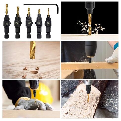 11PCS Countersink Drill Bit Set, Counter Sink Drill Bit for Wood, Wood Working Tools and Accessories, Hexagonal Shank Countersunk Drill Bits for Woodworking, Screw Hole Enlargement & Drill Bits in Saudi Arabia