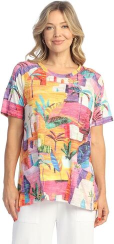 Jess & Jane Short Sleeve Burnout Tunic Top - AJ1 in Saudi Arabia