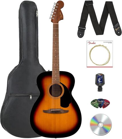 Fender California Standard Monterey E Acoustic-Electric Guitar - Surf Green Bundle with Gig Bag, Tuner, Strap, Strings, Picks, and Austin Bazaar Instructional DVD in Saudi Arabia