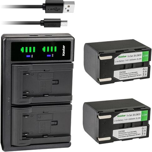 Kastar 2-Pack SB-LSM320 Battery and LTD2 USB Charger Compatible with Samsung SC-D362, SC-D363, SC-D364, SC-D365, SC-D366, SC-D371, SC-D372, SC-D375, SC-D453, SC-D455, SC-D457, SC-D557, SC-D653 Camera in Saudi Arabia