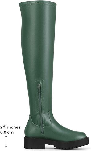 Allegra K Women's Platform Round Toe Lug Sole Chunky Low Heel Over Knee Thigh High Boots in Saudi Arabia