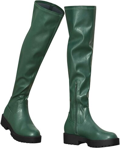 Allegra K Women's Platform Round Toe Lug Sole Chunky Low Heel Over Knee Thigh High Boots in Saudi Arabia