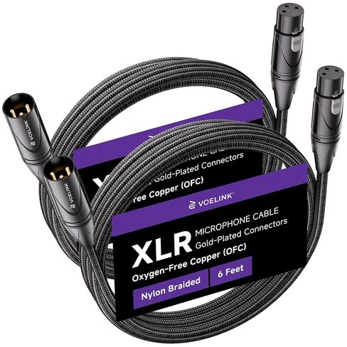 كابلات VCELINK XLR بطول 10 أقدام عبوتين، كابل ميكروفون XLR ذكر إلى أنثى، كابل مكبر صوت محمي متوازن بثلاثة دبابيس مطلي بالذهب، سلك ميكروفون متوازن مزدوج الحماية AL & OFC in Saudi Arabia