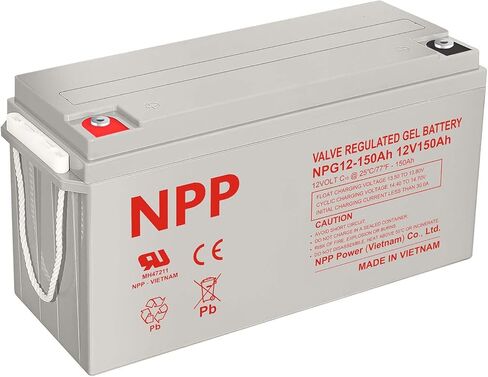 NPP NPG12-150Ah(2 Pcs) 12V 150Ah Rechargeable Gel Battery with Button Style Terminals SLA Storage Deep Cycle Battery for Off Grid Solar System in Saudi Arabia
