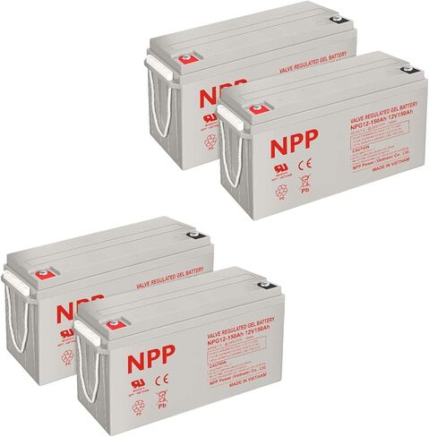 NPP NPG12-150Ah(2 Pcs) 12V 150Ah Rechargeable Gel Battery with Button Style Terminals SLA Storage Deep Cycle Battery for Off Grid Solar System in Saudi Arabia