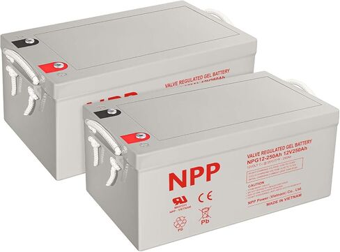 NPP NPG12-150Ah(2 Pcs) 12V 150Ah Rechargeable Gel Battery with Button Style Terminals SLA Storage Deep Cycle Battery for Off Grid Solar System in Saudi Arabia