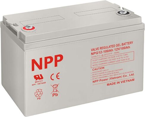 NPP NPG12-150Ah(2 Pcs) 12V 150Ah Rechargeable Gel Battery with Button Style Terminals SLA Storage Deep Cycle Battery for Off Grid Solar System in Kuwait